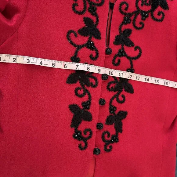 Albert Nipon Evening Red Embellished Jacket – Size 6 - FREE SHIPPING! - Picture 6 of 7